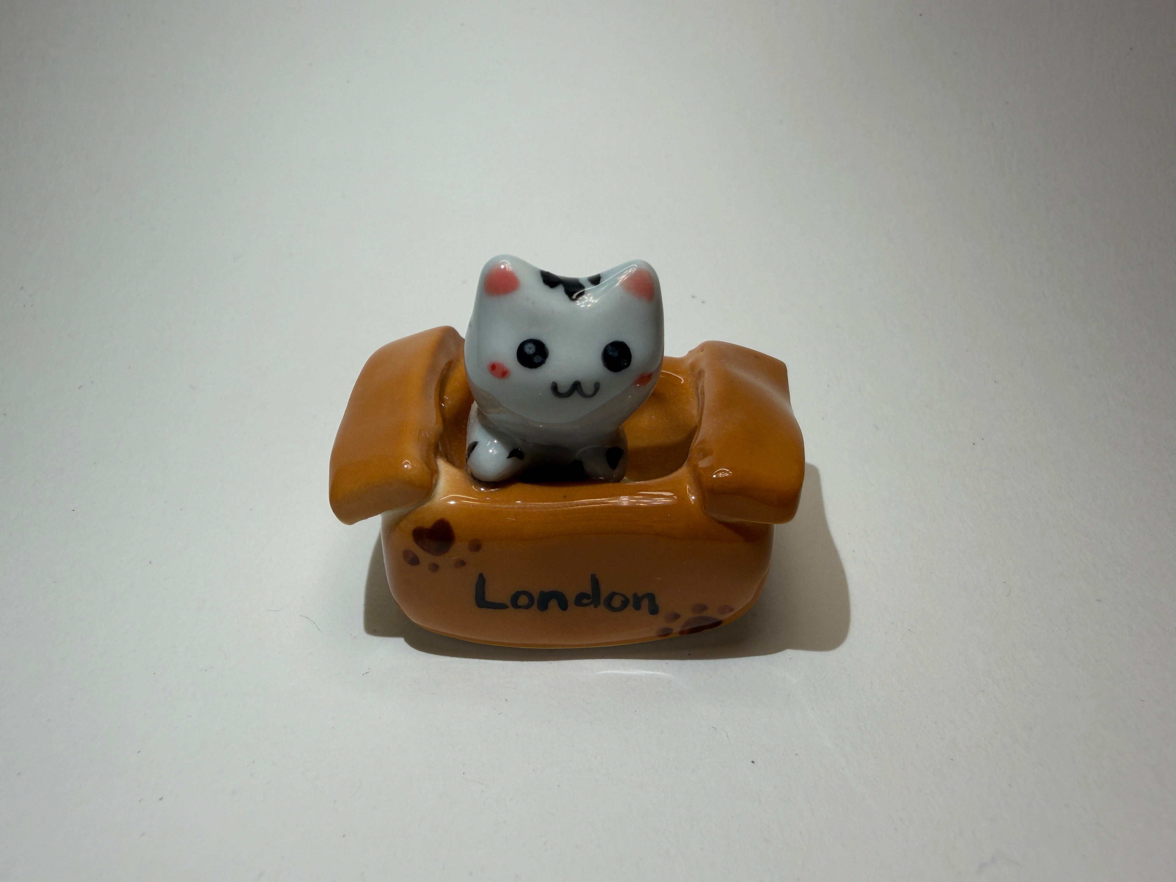 London Box Cat - Handmade Ceramic Figurine