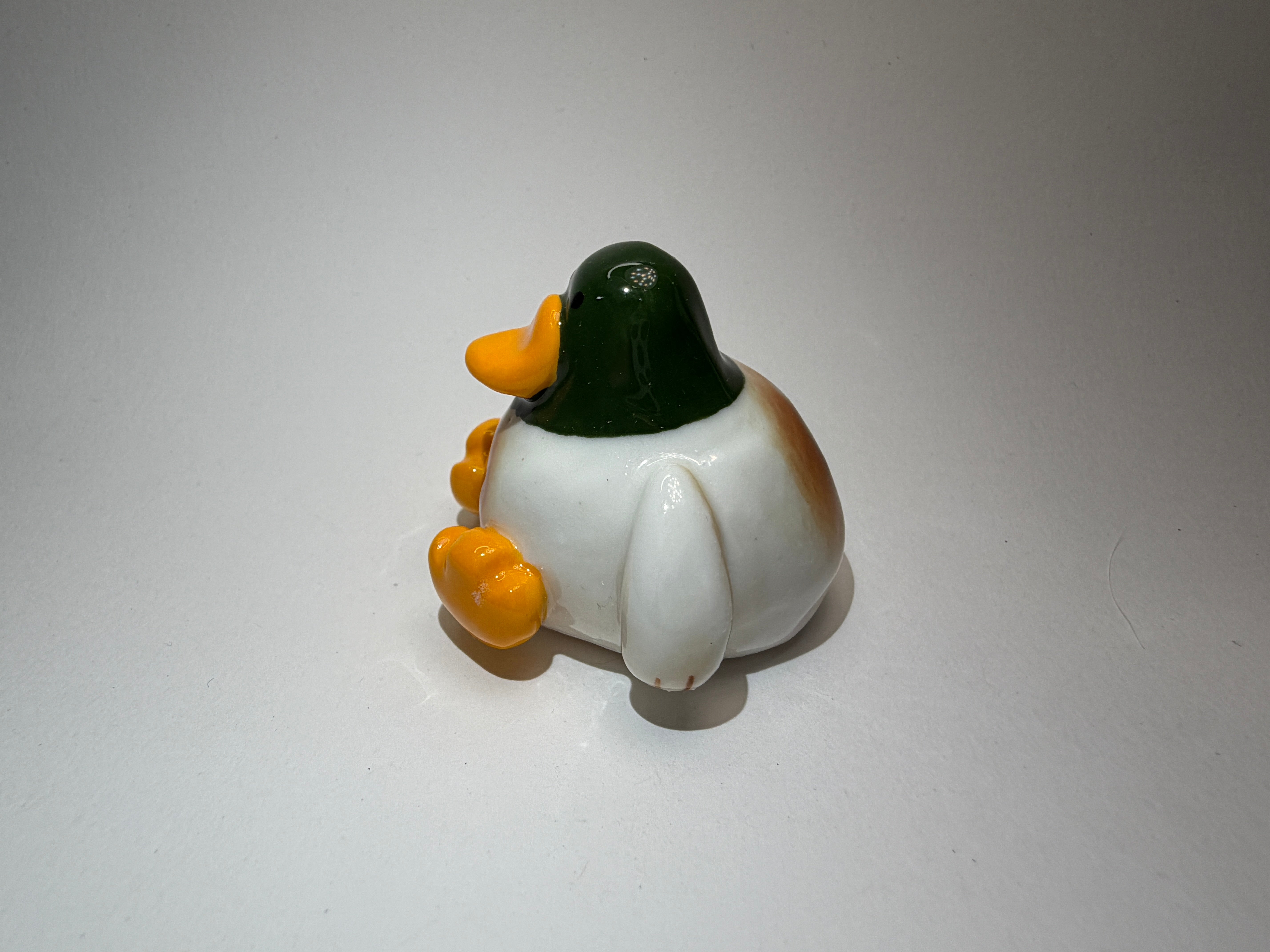 Chubby Green Head Duck Ornament - Handmade Ceramic Figurine