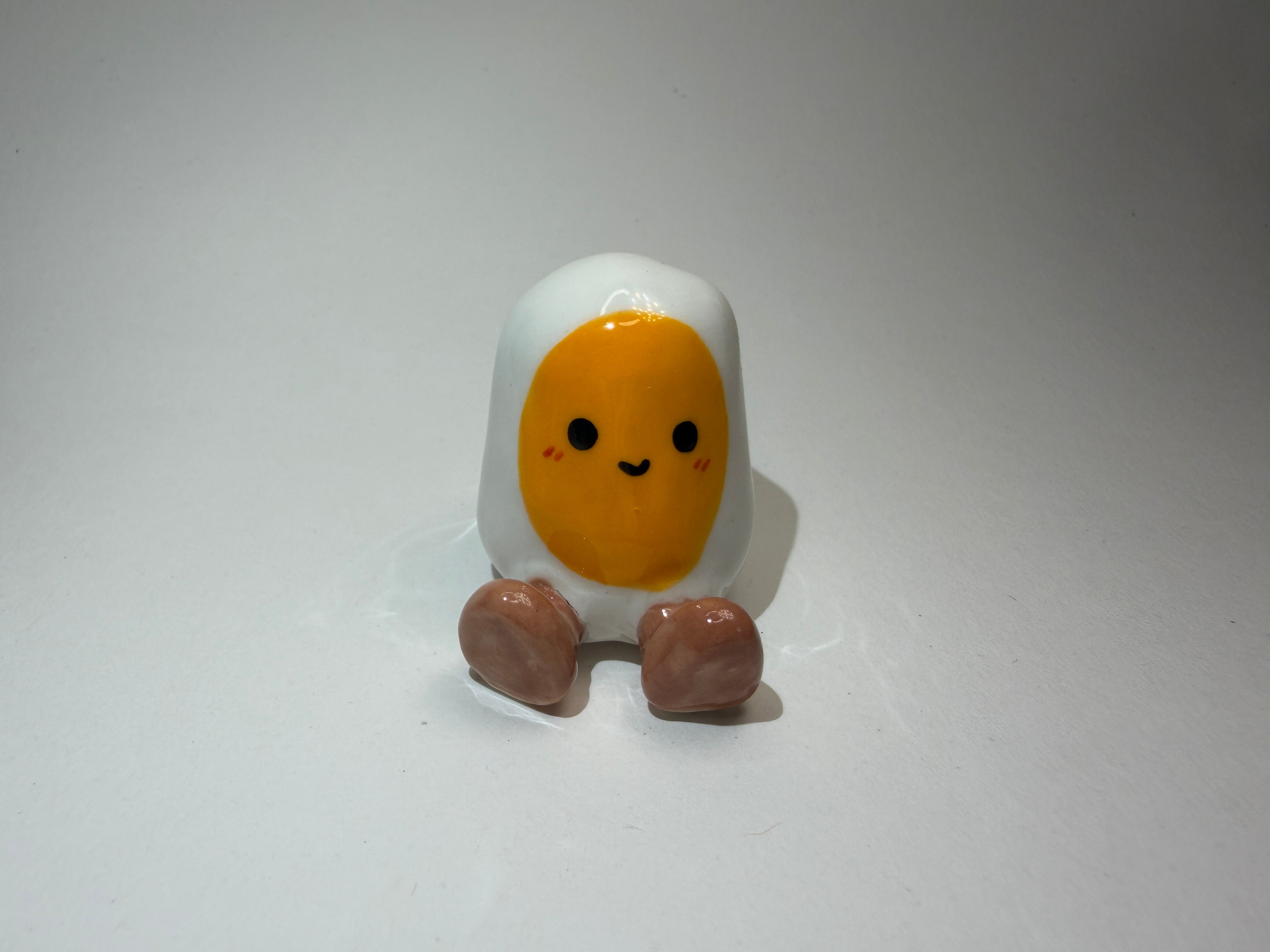 Smiling Egg Figurine - Handmade Ceramic Ornament