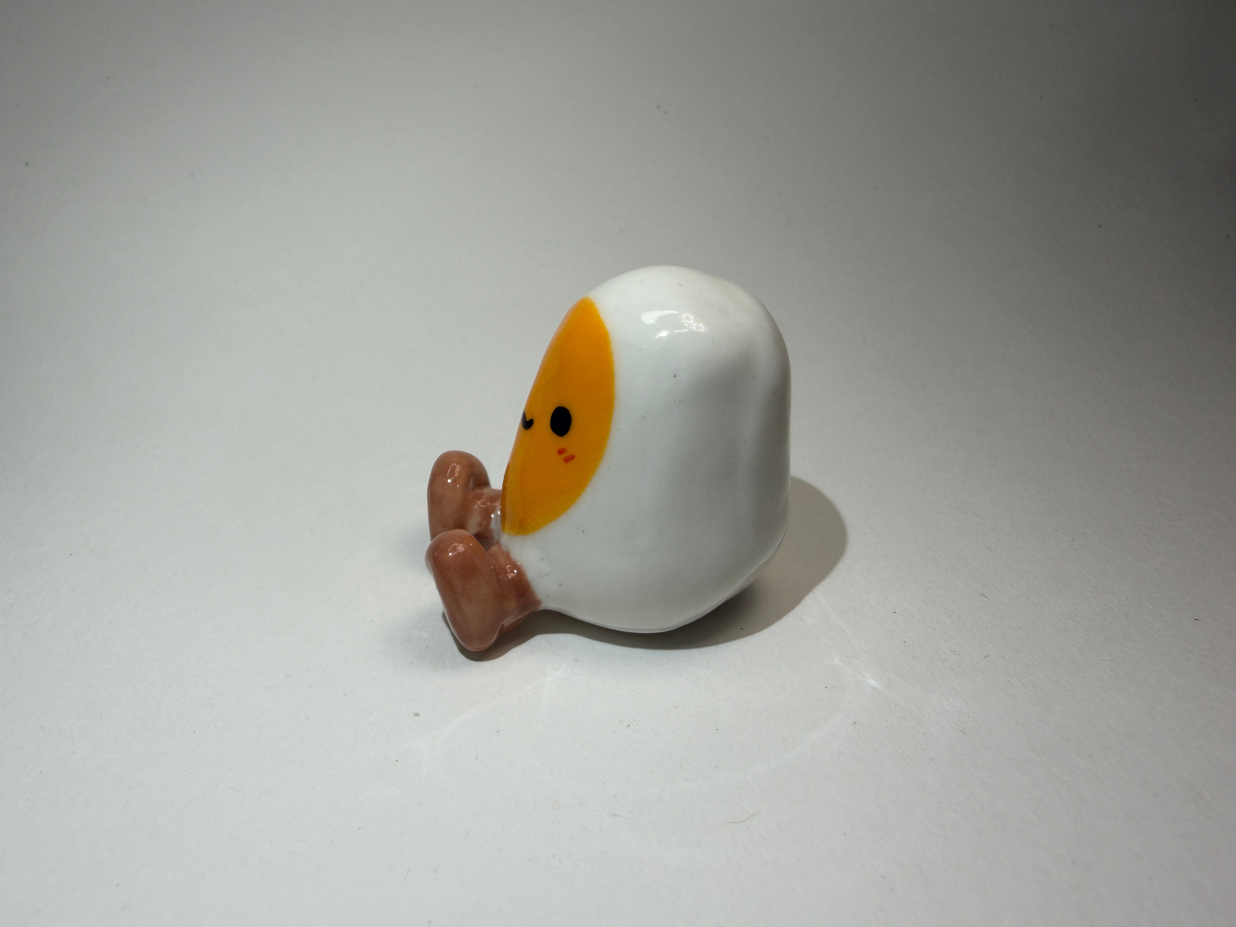 Smiling Egg Figurine - Handmade Ceramic Ornament