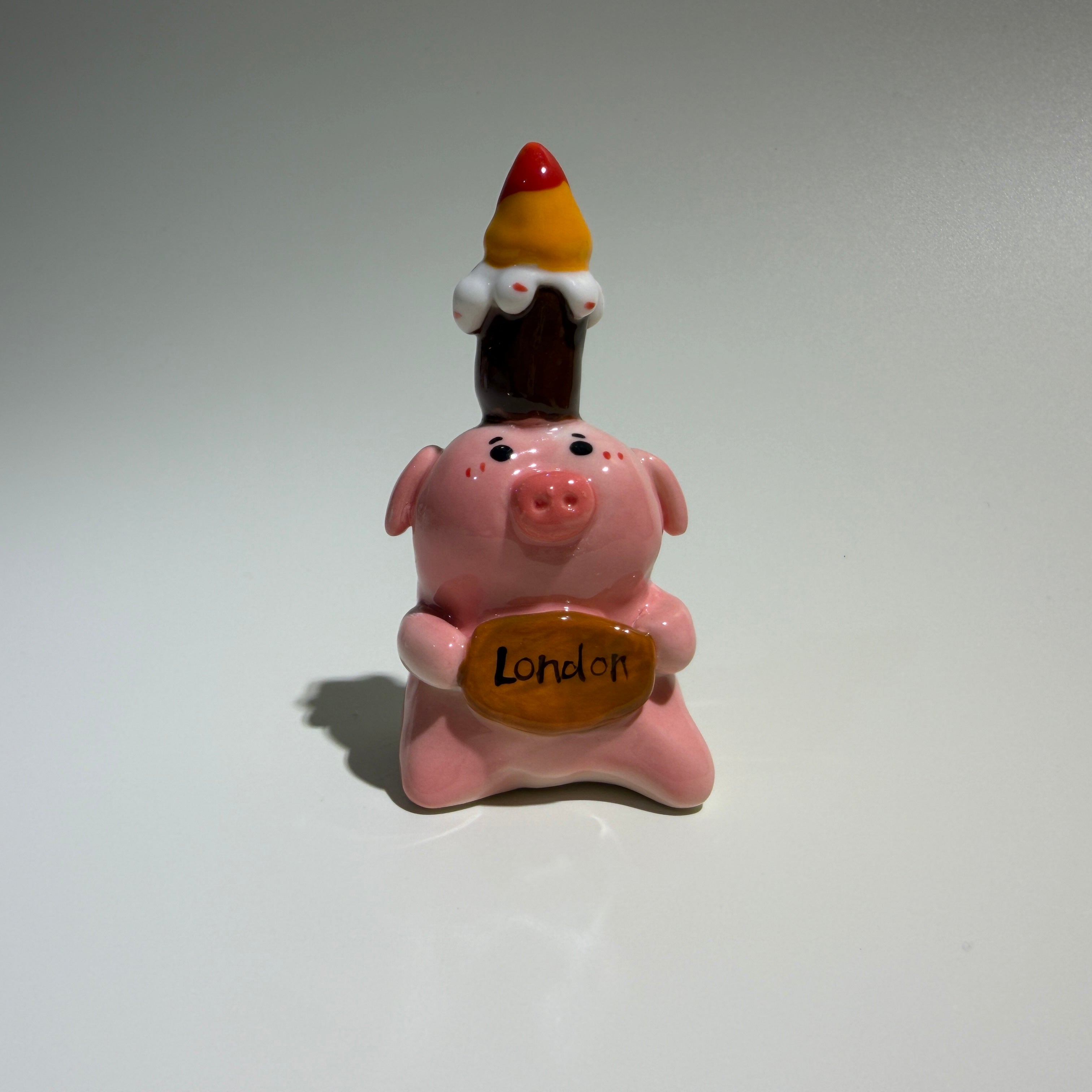 Birthday London Cute Piggy - Handmade Ceramics Ornament